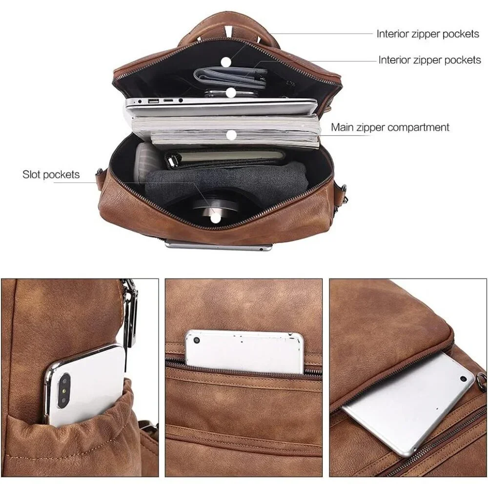 Women's 0-0 Two-toned Brown Fashion Designer Lady Shoulder Bags Backpack Purse